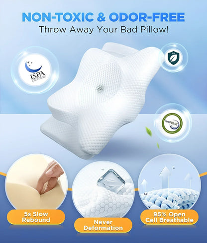 Cervical Memory Foam Pillow for Neck Pain Relief & Spine Alignment