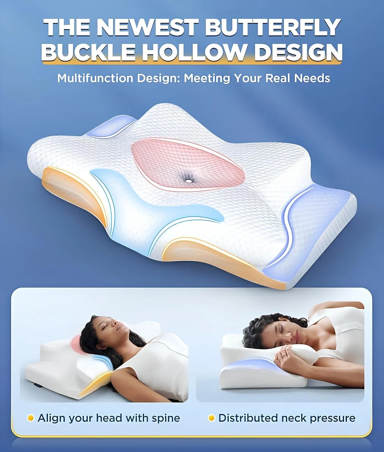 Cervical Memory Foam Pillow for Neck Pain Relief & Spine Alignment