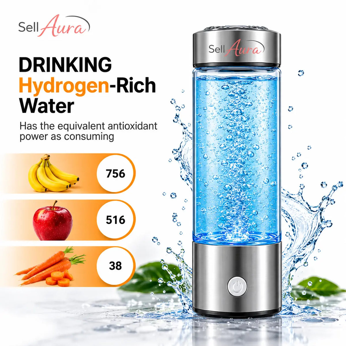 SellAura™ Hydrogen Water Bottle – Boost Wellness with Every Sip