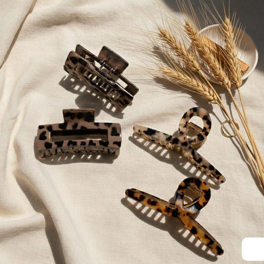 Leopard Print Hairclips - 4Pcs