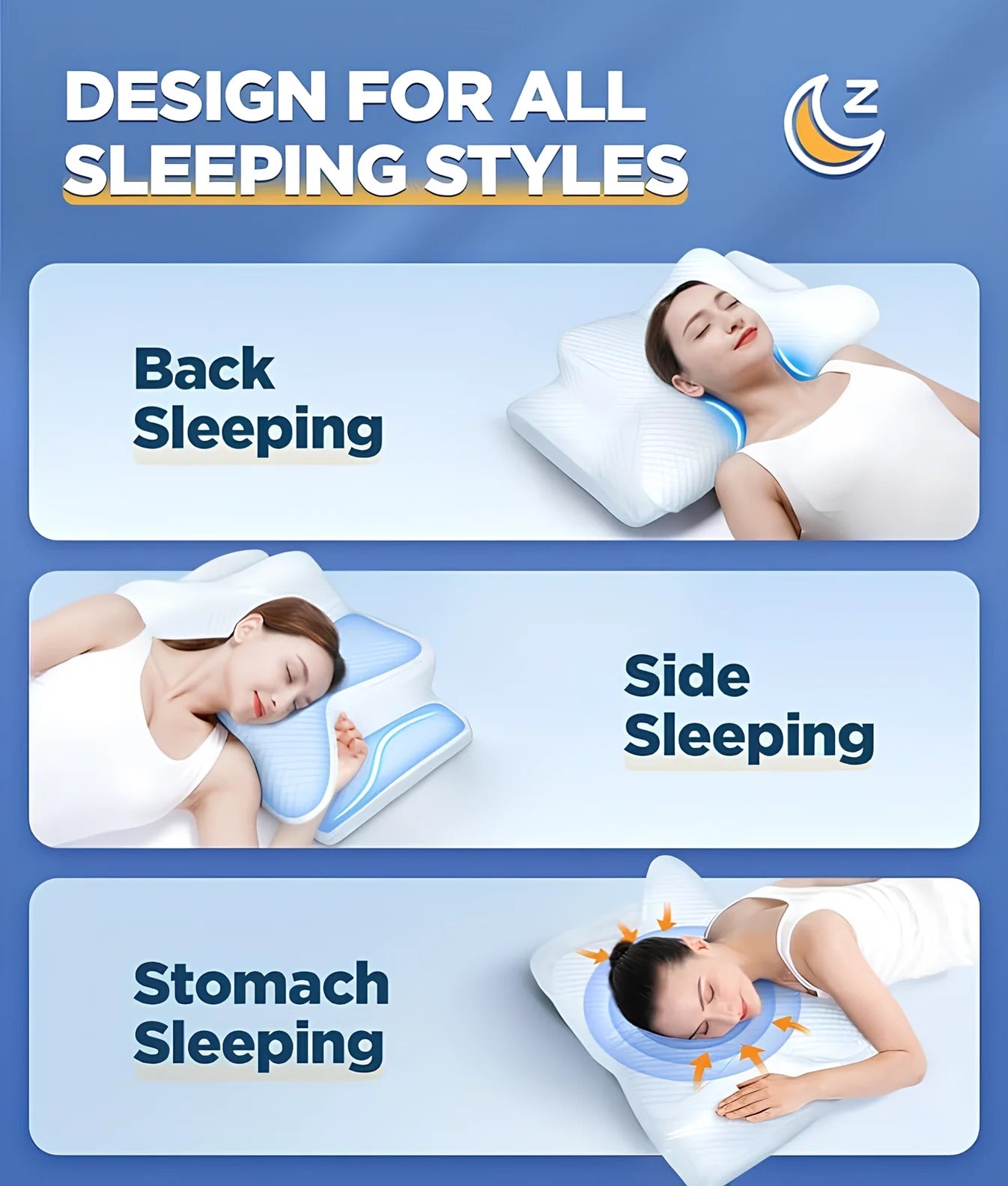 Cervical Memory Foam Pillow for Neck Pain Relief & Spine Alignment