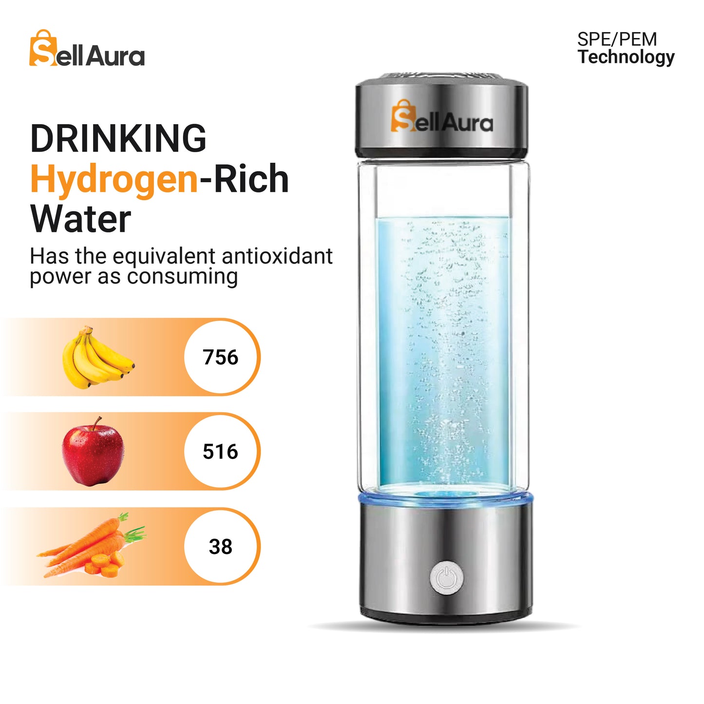 SellAura™ Hydrogen Water Bottle – Boost Wellness with Every Sip