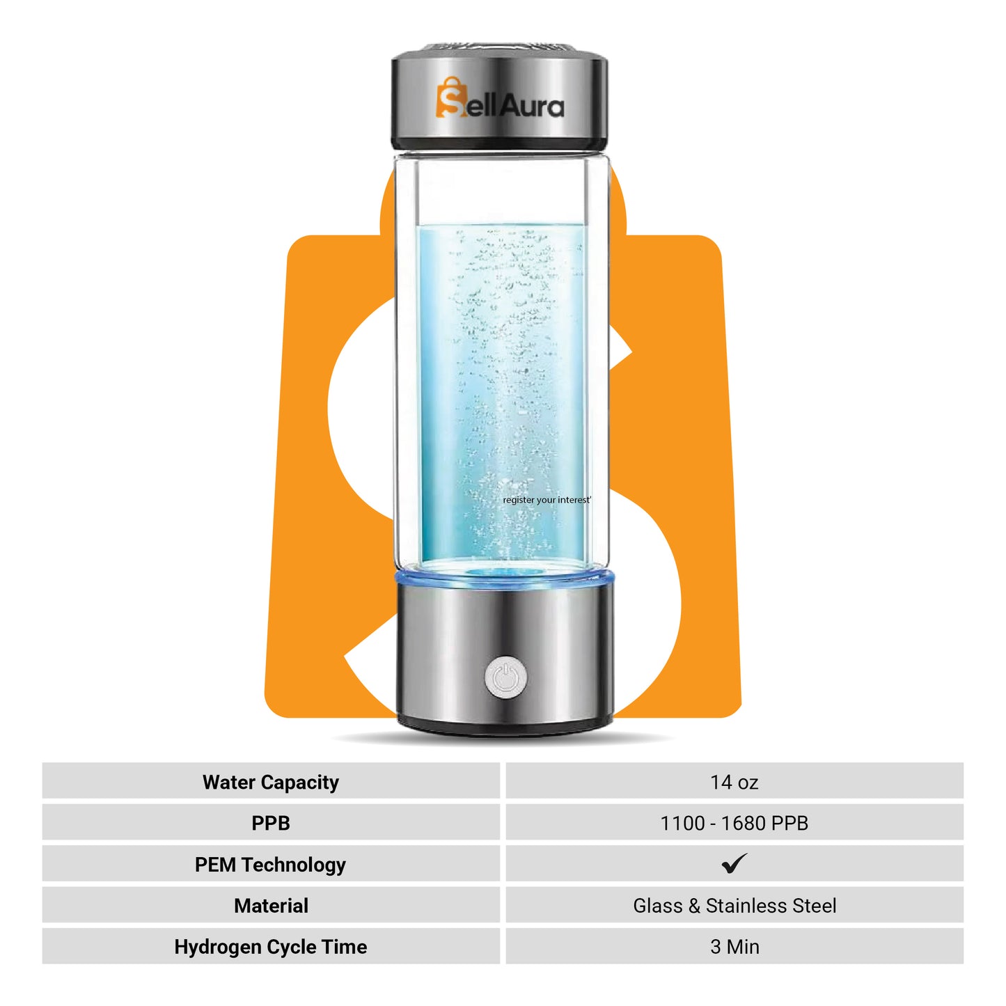 SellAura™ Hydrogen Water Bottle – Boost Wellness with Every Sip